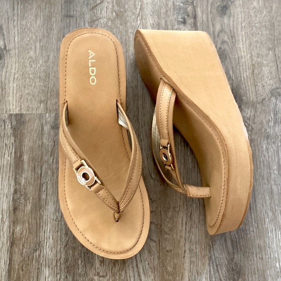 Thong Sandal Aldo Y2K  Platform Brown Thong Sandal Chunky Vibes - Picture 1 of 3